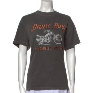 Anine Bing Gray Short Sleeve Tee with Graphic Design